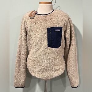 Patagonia Tan and Navy Fleece Sweatshirt